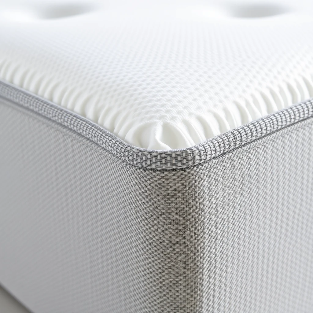 Detalle de tejido y borde reforzado del colchón Credicoop